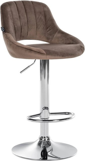 DELUKE Barhocker SEGAD aus Samt in Braun mit silbernem Metallgestell, B/T/H: 47 x 48 x 85 cm - Bild 1