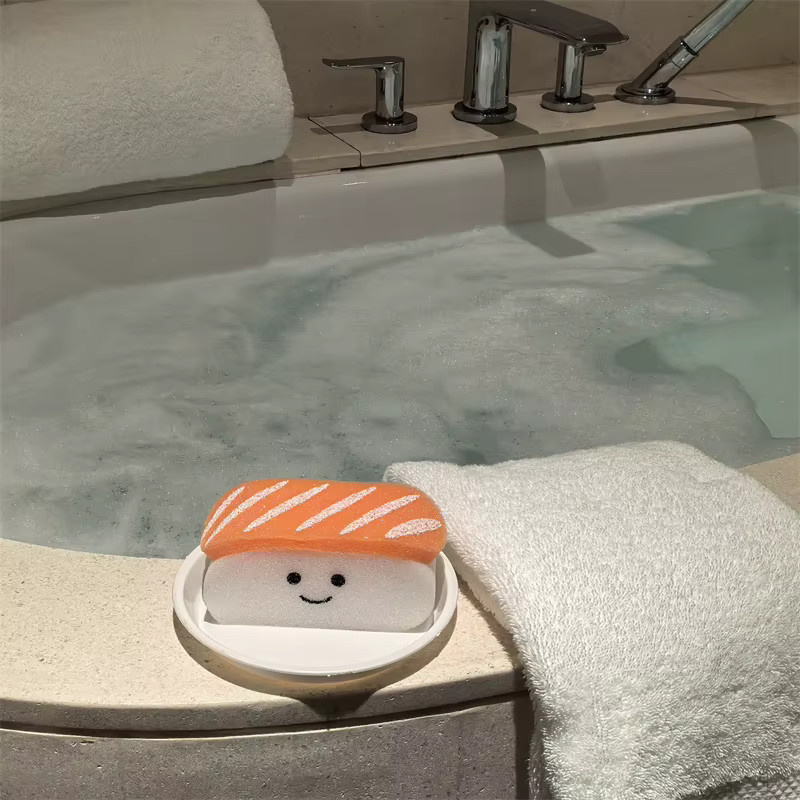 Salmon-Sushi-Badeschwammbälle zur Gesichtspflege, Unisex - Bild 4