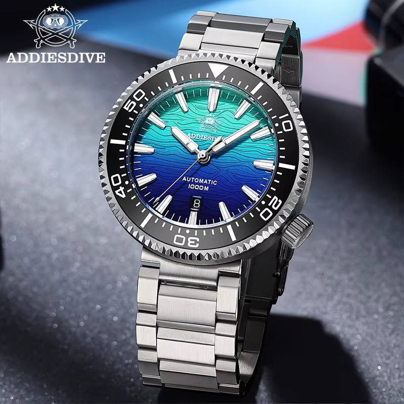 ADDIESDIVE Herrenuhr, Automatik, Edelstahl, Blau, Saphirglas, 100 ATM - Bild 3