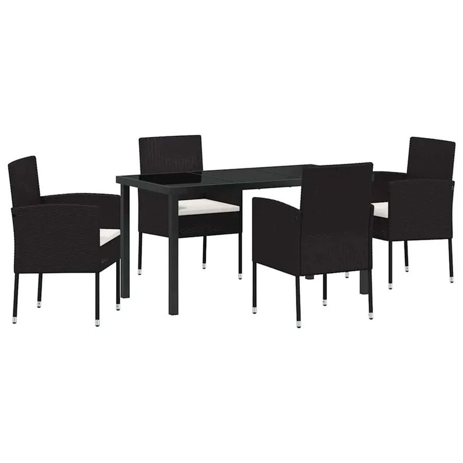 vidaXL Garten Essgruppe aus Polyrattan mit 5-teiligem Set und Kissen in Schwarz - Bild 2