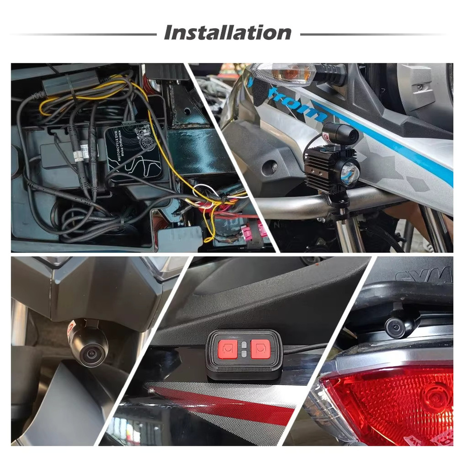 VSYS Dual Action Motorrad Kamera mit Vorne- und Rückansicht, Wasserdichte DVR Black Box mit Nachtsicht, Schwarz - Bild 5