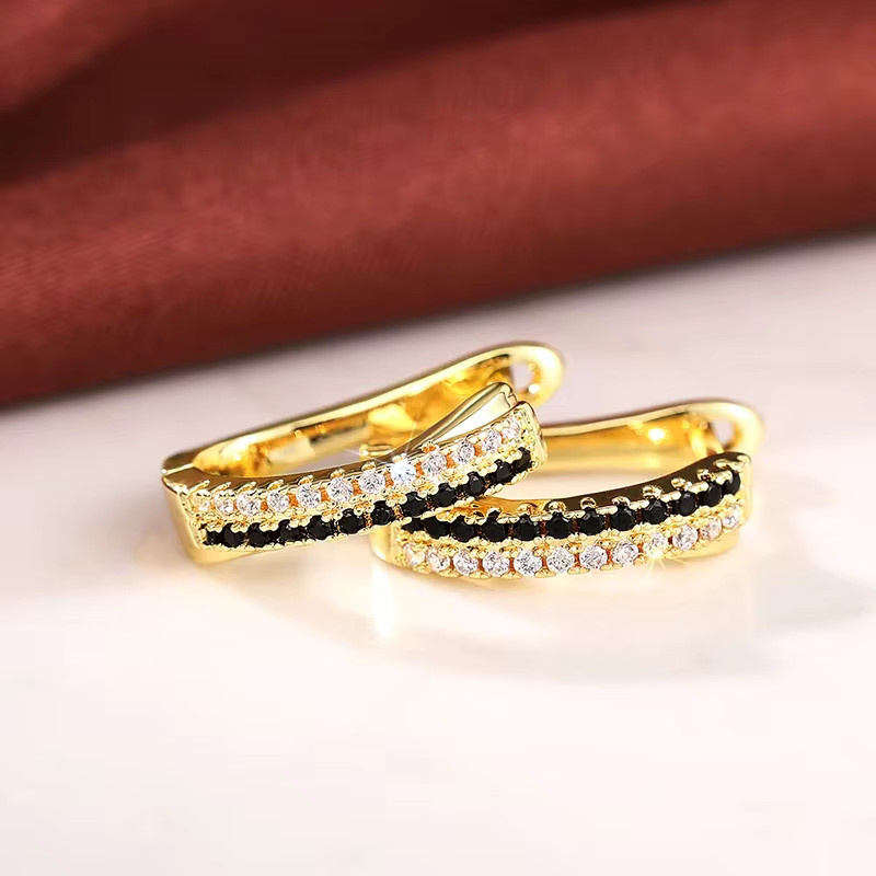 Huitan Creolen, Gold, Zirkonia, Damen - Bild 3