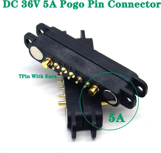 LAJQTAO Magnetischer Pogo Pin Stecker Set, 7Pin, 5A 36V DC, Wasserdicht, Schwarz, Männlich und Weiblich - Bild 1