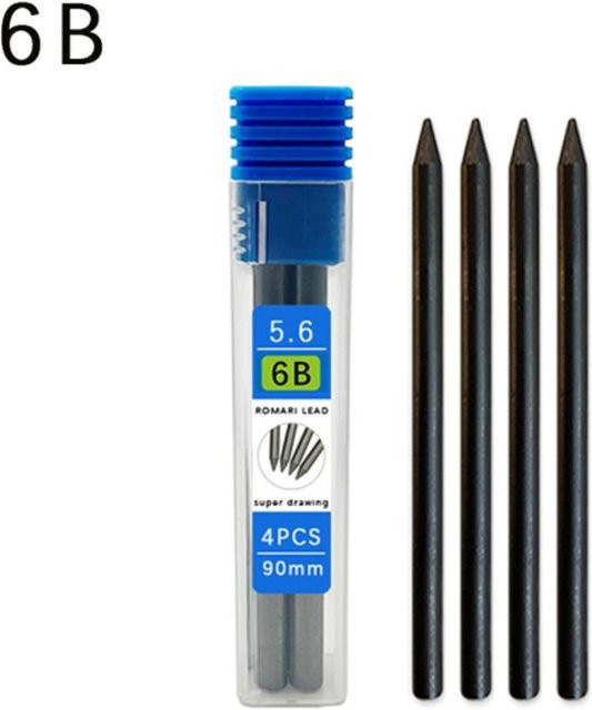 SHpusi Metall Druckbleistift Set mit 6B Graphitminen in Schwarz, 4er Pack, 5,6 mm - Bild 1