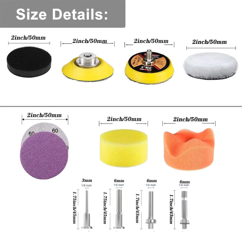 Vibratite Nass- und Trockenschleifpapier-Set mit 130 Stück, 50 mm Schleifpads und Adapter zum Schleifen von Metall und Autowolle - Bild 2
