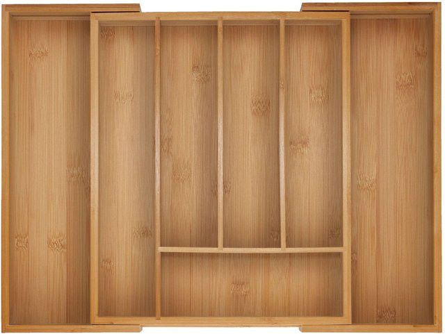 Relaxdays Besteckkasten aus Bambus in Natur, ausziehbar und verstellbar, Farbe: Braun - Bild 1