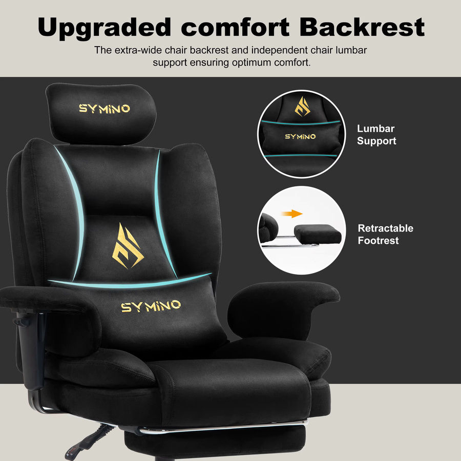 Symino Gaming-Stuhl in Grau aus Kunstwildleder im Sofa-Stil mit Fußhocker und 130 kg Tragkraft - Bild 4