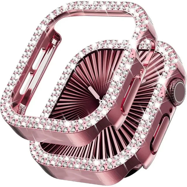 Schutzhülle für Apple Watch Serie 10, Silikon, Roségold, Diamant, Kristall, Unisex - Bild 1