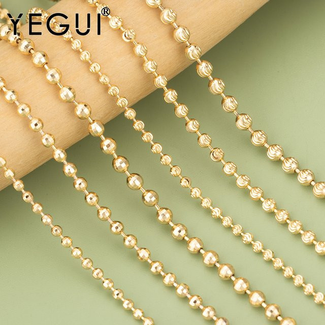 YEGUI Perlenkette, 18 Karat Gold rhodiniert, Kupfer, Unisex, 1 m - Bild 1