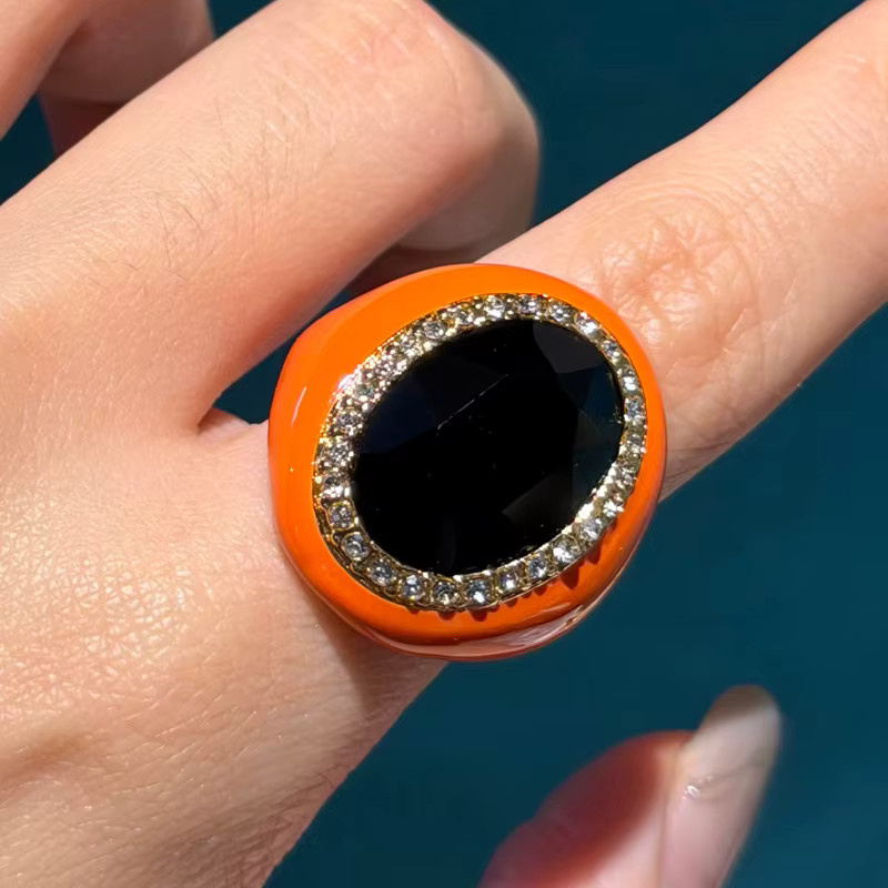 Icareu Ring, vergoldet, Emaille-Kristall-Einlage, Damen, Orange - Bild 3