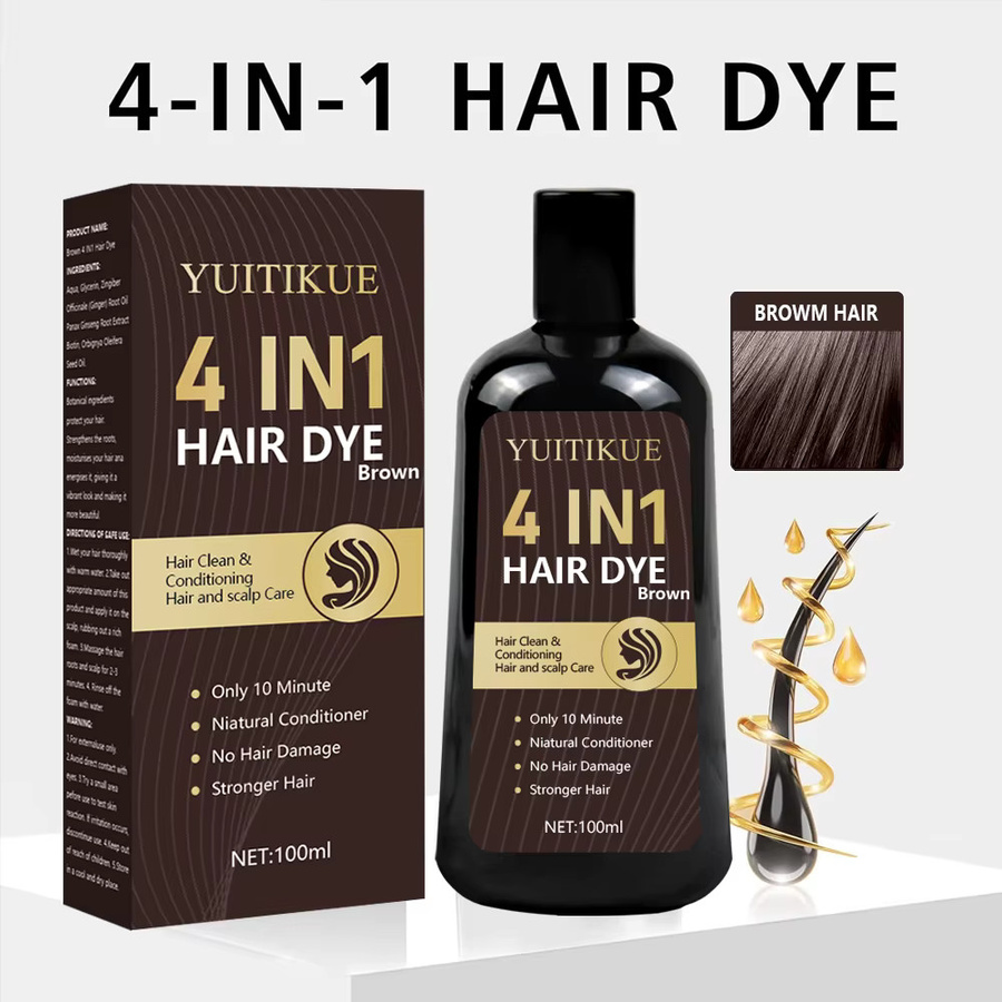 YUITIKUE Haarfärbeshampoo, Braun, 4-in-1 - Bild 5