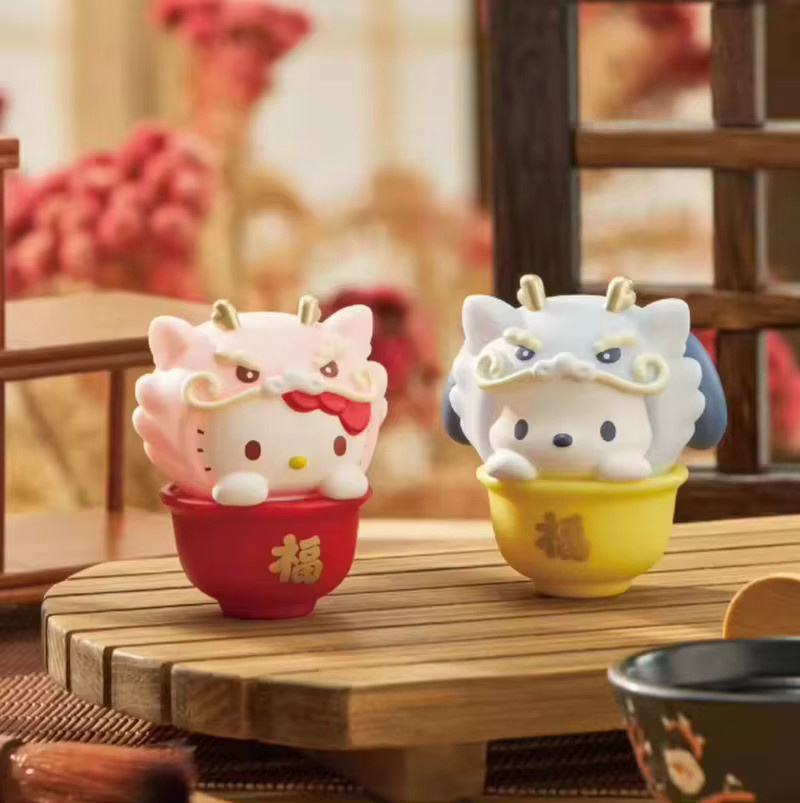 Sanrio Meiletipa Cha Dog Kt Cat Zhaofu Dragon Brocade Serie, Blind Box Puppe, Einzelfigur - Bild 4