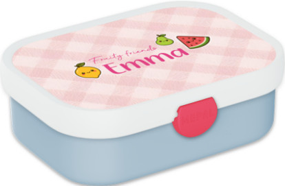 Mepal Brotdose Fruity Friends Blau mit Besteck und Snap-Lid personalisierbar mit Namen und Foto - Bild 1
