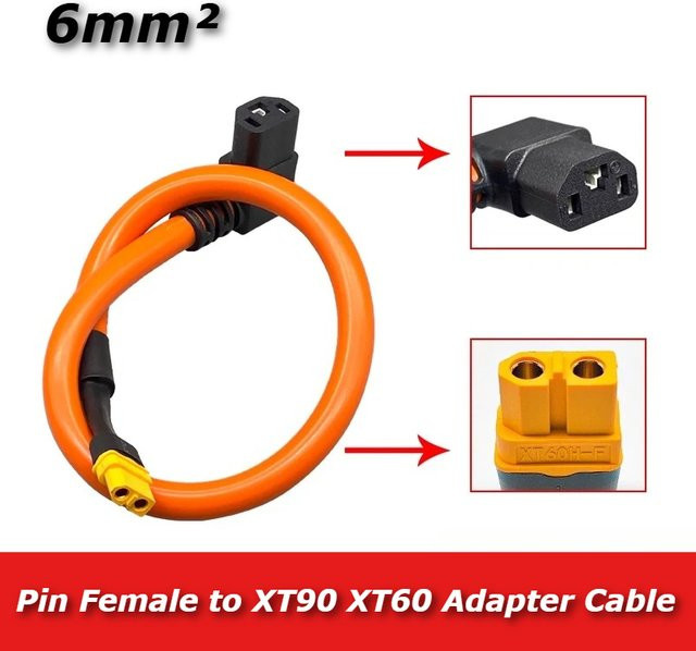 DIVEDEER 3-Pin auf XT60/XT90 zu C13 Lithium-Batterie-Ladestecker Hochstrom-Verbinder mit gebogenem Kopf für Elektrofahrzeuge 45A - Bild 1