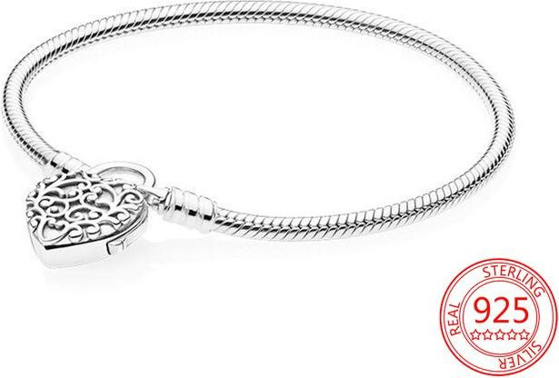 Wucifang Jewelry Armband 925 Sterling Silber, Unendlich Geknotetes Herz, 16cm, Damen - Bild 1