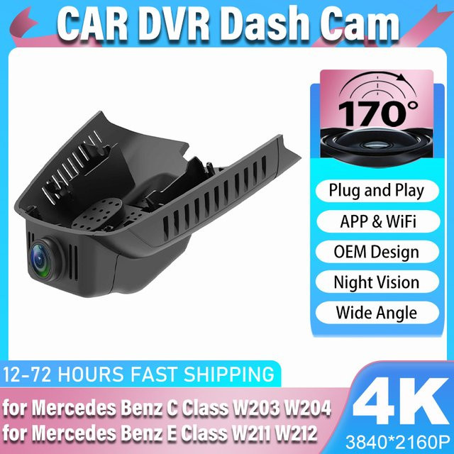 HESHECAM WLAN Auto-Dashcam für Mercedes Benz C-Klasse W203 W204 und E-Klasse W211 W212 sowie GLK X204, Schwarz - Bild 1