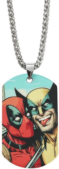 Marvel Halskette, Messing, Silber, Deadpool & Wolverine, Unisex - Bild 1