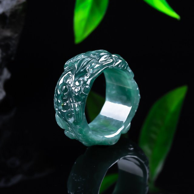MC Drachenring Jadeit, Vintage, Unisex - Bild 1