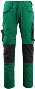 Mascot Lemberg Arbeitshose mit Reflexstreifen in Grün/Schwarz mit Cordura und EN 14404 Standard, Größe 82C48 - Bild 1
