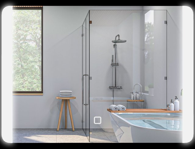 Kleankin LED-Wandspiegel für Badezimmer und Schlafzimmer in Silber, rechteckig, mit Dimmfunktion und Touch-Sensor, B: 50 cm, H: 70 cm - Bild 1