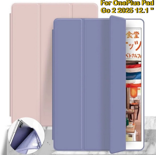 OnePlus Pad Go Tri-Fold Stand Case aus PU-Leder in Blau - Bild 1