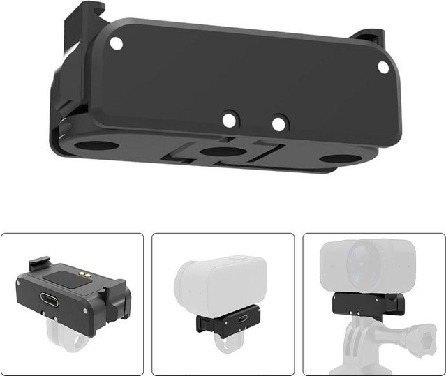 DJI Magnetischer Metalladapter für Osmo Nano Action-Kamera in Schwarz mit USB-C-Ladeanschluss und Schnellverschluss-Halterung inklusive Klappklauen-Zubehör - Bild 1