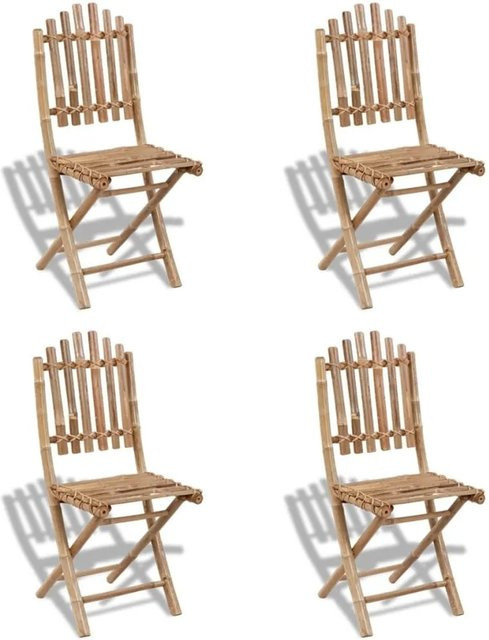 Furnicato Gartenstühle aus Bambus in Braun, 4er-Set, B/T/H: 42 x 50 x 92 cm, 110 x 42 x 76 cm - Bild 1