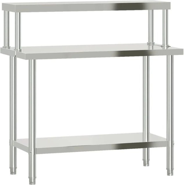 DELUKE Edelstahl Arbeitstisch SASO mit Aufsatzboard in Silber, B/T/H: 110 x 55 x 120 cm - Bild 1