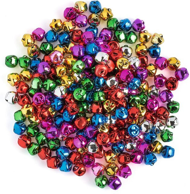 VBS Metall-Schellen Bunt für Weihnachten und festliche Anlässe, 200 Stück, Durchmesser: 10 mm - Bild 1