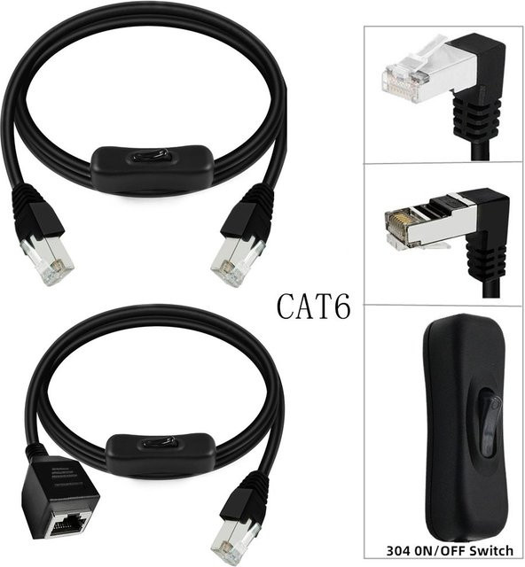 Gigabit Cat6a Netzwerk-Jumper UXG Ethernet LAN Kabel mit RJ45 Stecker und Buchse in Schwarz, kompatibel mit Cat5e und Cat6 - Bild 1
