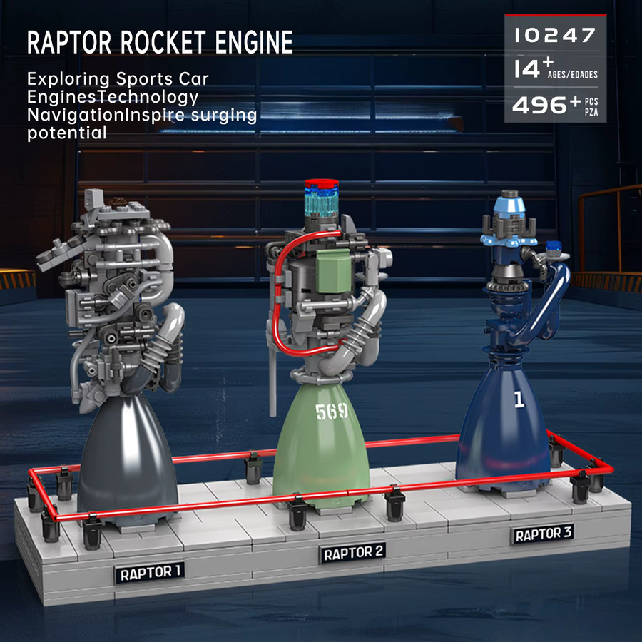 MOULD KING Raptor Rocket Engine Building Set, Weltraum, 496 Teile, ab 14 Jahren - Bild 3