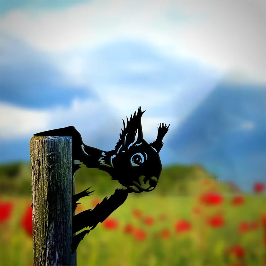 Dekorative Metall-Eichhörnchen-Skulptur von CIFBUY in Schwarz für den Garten - Bild 4