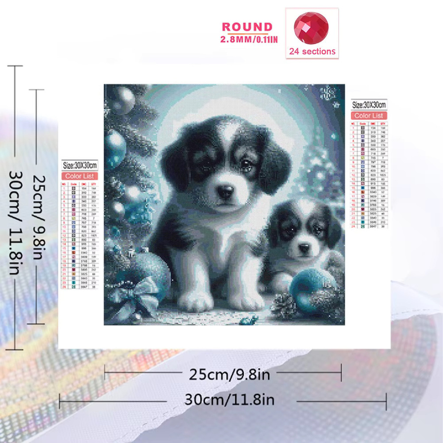 Evershine 5D DIY Hund Diamant Mosaik Set mit Winter-Muster für Erwachsene und Anfänger, Mehrfarbig, B/B/H: 20 x 20 x 20 cm - Bild 2