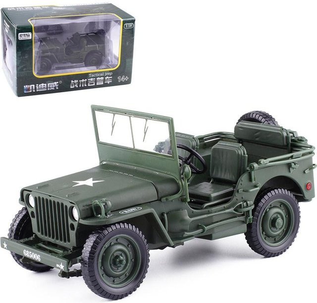 Linyi toy car Willys Mb US-Armee Militär-Jeep, 1:18, Metall, ab 14 Jahren - Bild 1