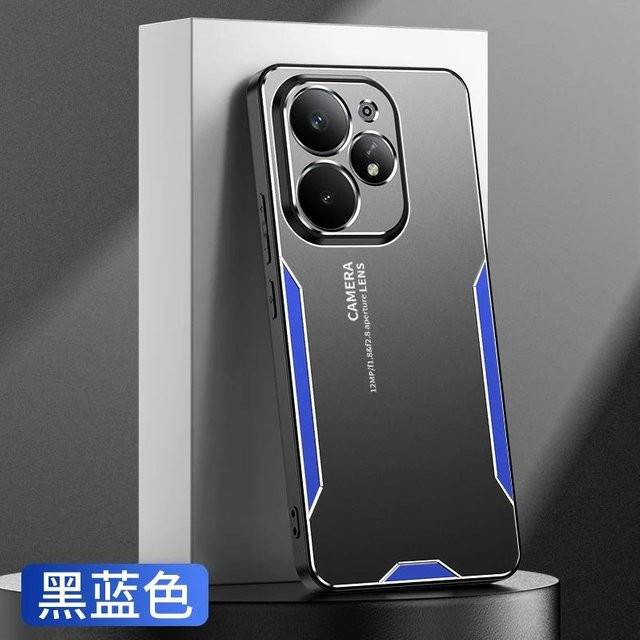 Realme Neo 7 Turbo Schutzhülle aus Metall Matt in Schwarz mit Kameraschutz und Stoßfänger aus hartem PC - Bild 1