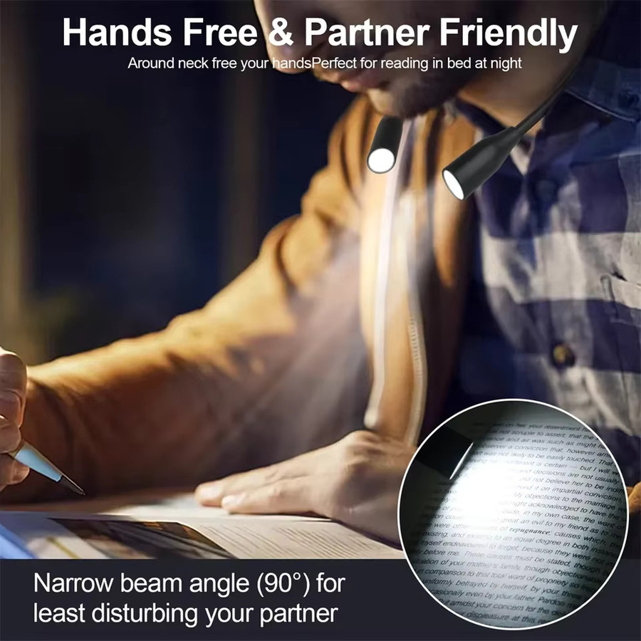 KDULIT LED-Nackenleselampe in Schwarz mit flexiblem 360 Grad Arm und Touch-Bedienung - Bild 3