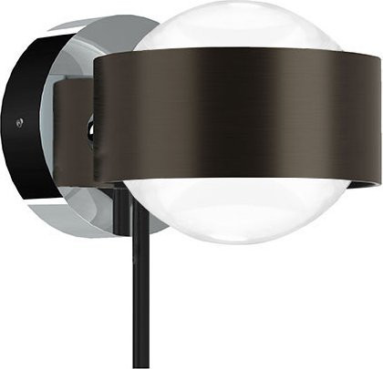 Top Light Puk! 80 Wall Avantgarde LED-Wandleuchte in Black Wood und Chrom mit mattem Glas und warmweißem Licht (2700K) - Bild 1