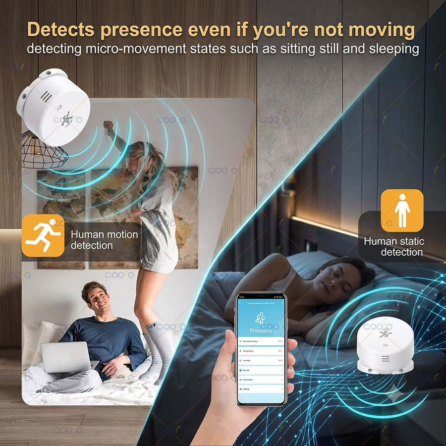 Tuya ZigBee 24G MmWave Radar-Anwesenheitsdetektor mit Magnetplatte und Sensor für Beleuchtung, Temperatur und Feuchtigkeit in Weiß für Z2M - Bild 4