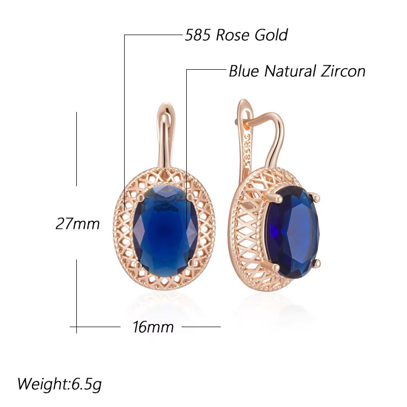 Kienl Ohrringe, 585 Rose Gold, Blau, Zirkon, Damen - Bild 2