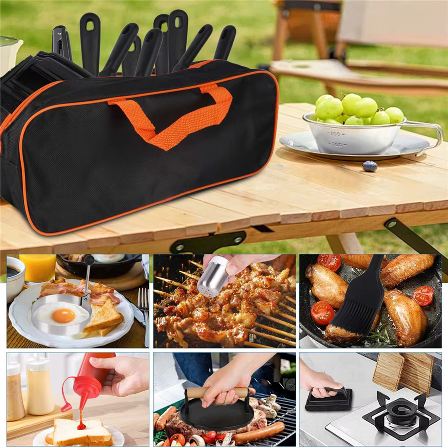 HGTUGO 29-teiliges BBQ-Grillzubehör-Set aus Edelstahl in Silber mit Aufbewahrungstasche - Bild 5