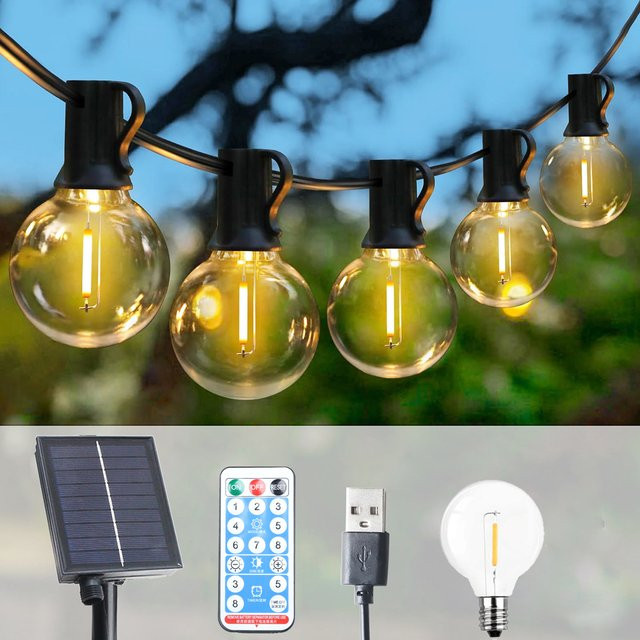KIKIELF Solar LED Lichterkette für den Außenbereich mit transparenten Kugelleuchten für Garten, Terrasse und Party - Bild 1