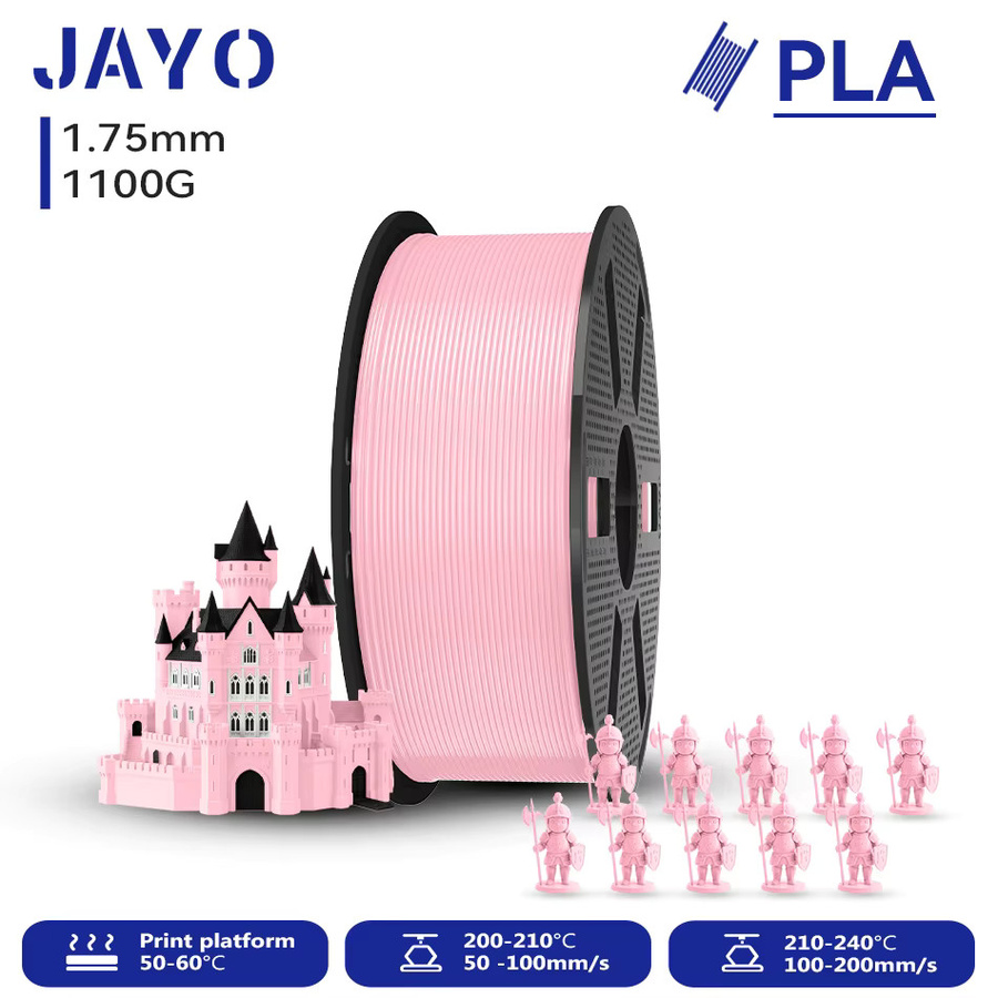 JAYO 3D PLA Filament 1,75mm Pink, 1,1 kg Rolle, blasenfrei und ungiftig für FDM Drucker und 3D-Stifte - Bild 2