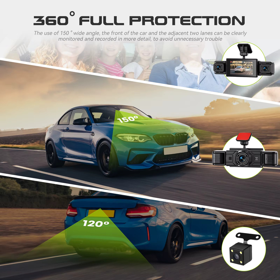 Podofo Full HD 1080P Auto Dash Cam mit Nachtsicht, Schleifenaufnahme und Bewegungserkennung, Schwarz - Bild 3