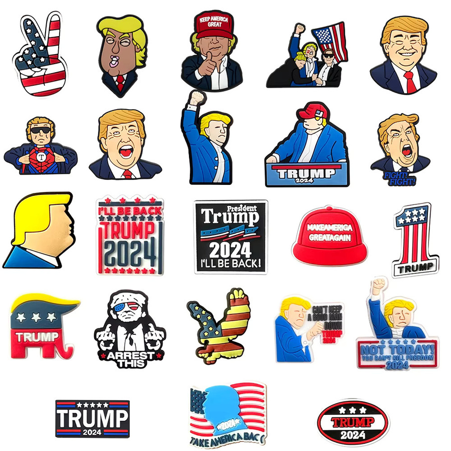 Potdemiel Schuhanhänger, USA-Präsidenten-Cartoon, PVC, 23-teilig - Bild 3