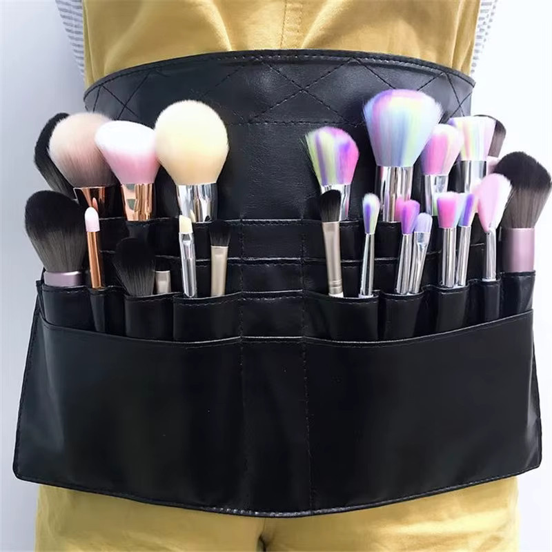 Schwarze Make-up-Pinseltasche aus PU-Leder, glänzend - Bild 2