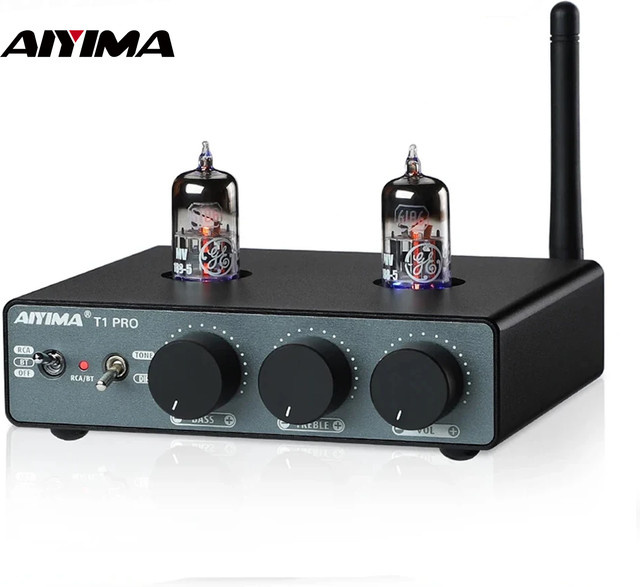 AIYIMA T1 PRO Röhren-Vorverstärker mit Bluetooth 5.1, QCC3040 APTX-HD und Bass-Höhen-Klangregelung in Schwarz - Bild 1
