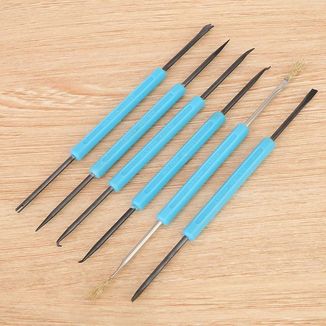 Fishine 6er Set Doppelkopf Löthilfe Werkzeug zur Leiterplattenreparatur in Blau - Bild 1