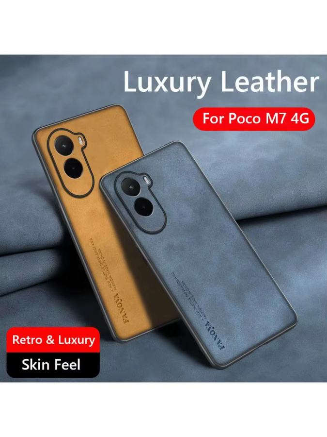 Xiaomi Poco M7 4G Retro Schutzhülle aus weichem Silikon in Rot mit Lederoptik und Stoßfestigkeit - Bild 4