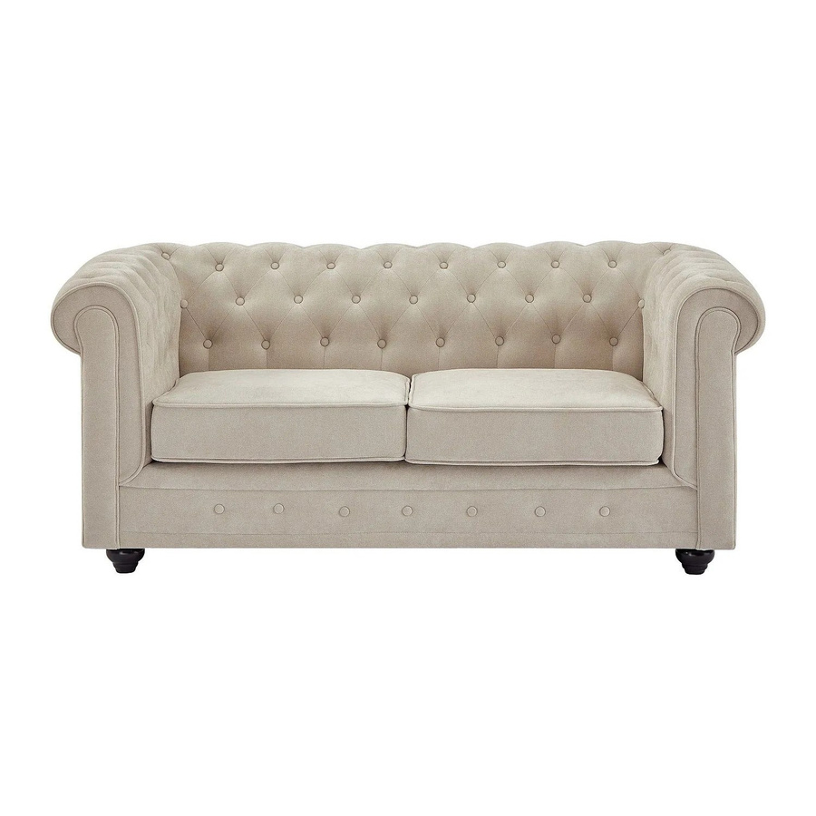 Vente-unique Chesterfield Sofa in Beige mit Stoffbezug, Breite: 165 cm - Bild 2