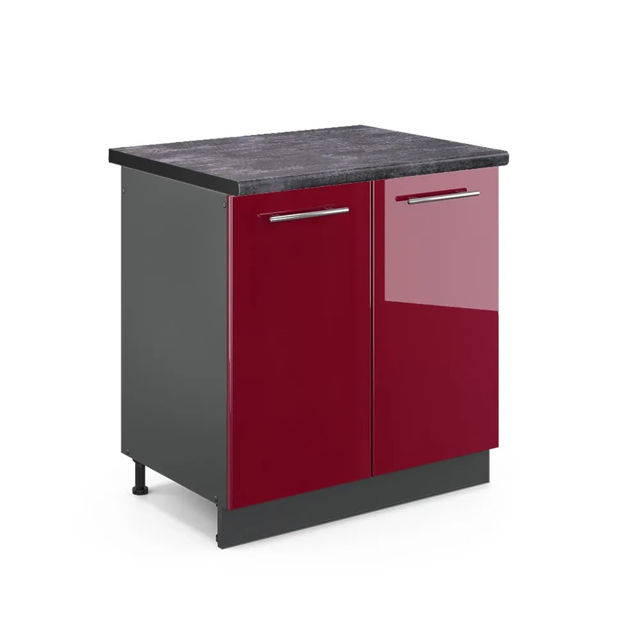 Vicco Spülenunterschrank Fame-Line in Bordeaux Hochglanz und Anthrazit, B/T/H: 80 x 60 x 82 cm - Bild 2